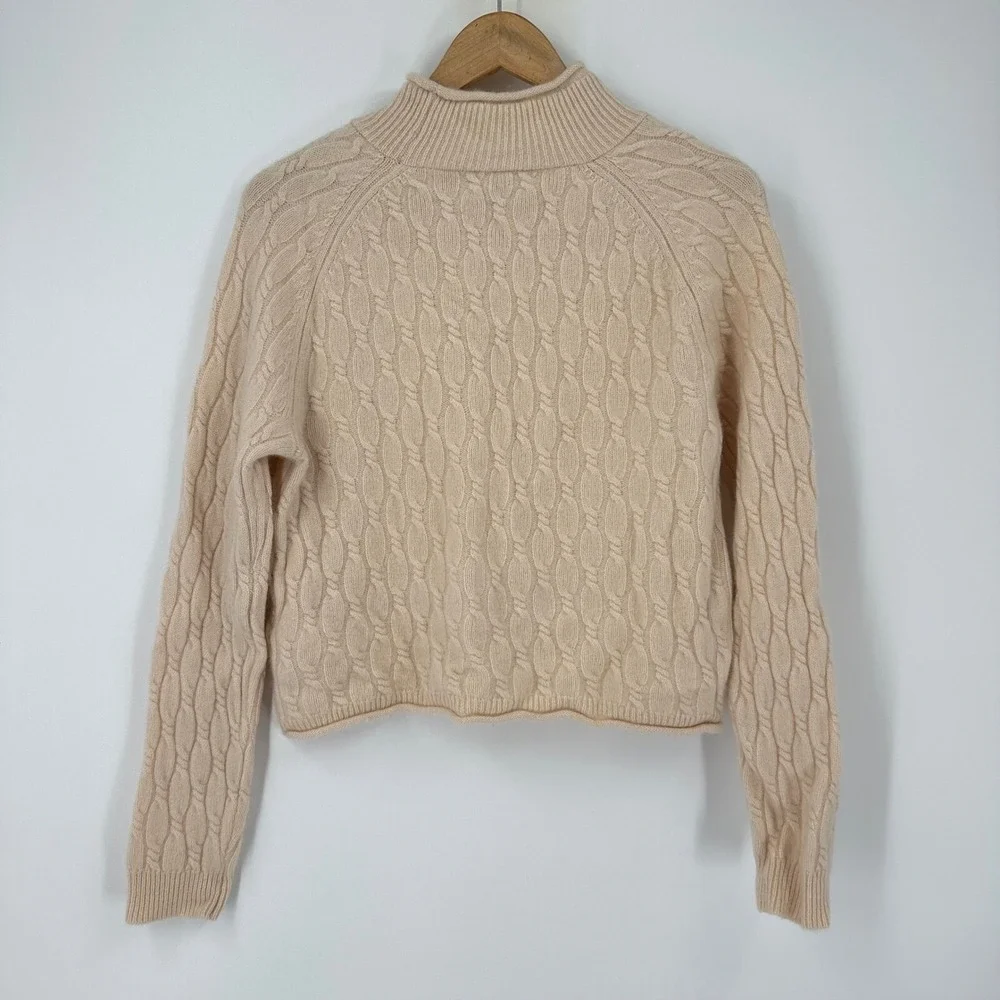 J. Crew Cashmere Cable Knit Mock Neck Sweater Soft Girl Aesthetic L‎
